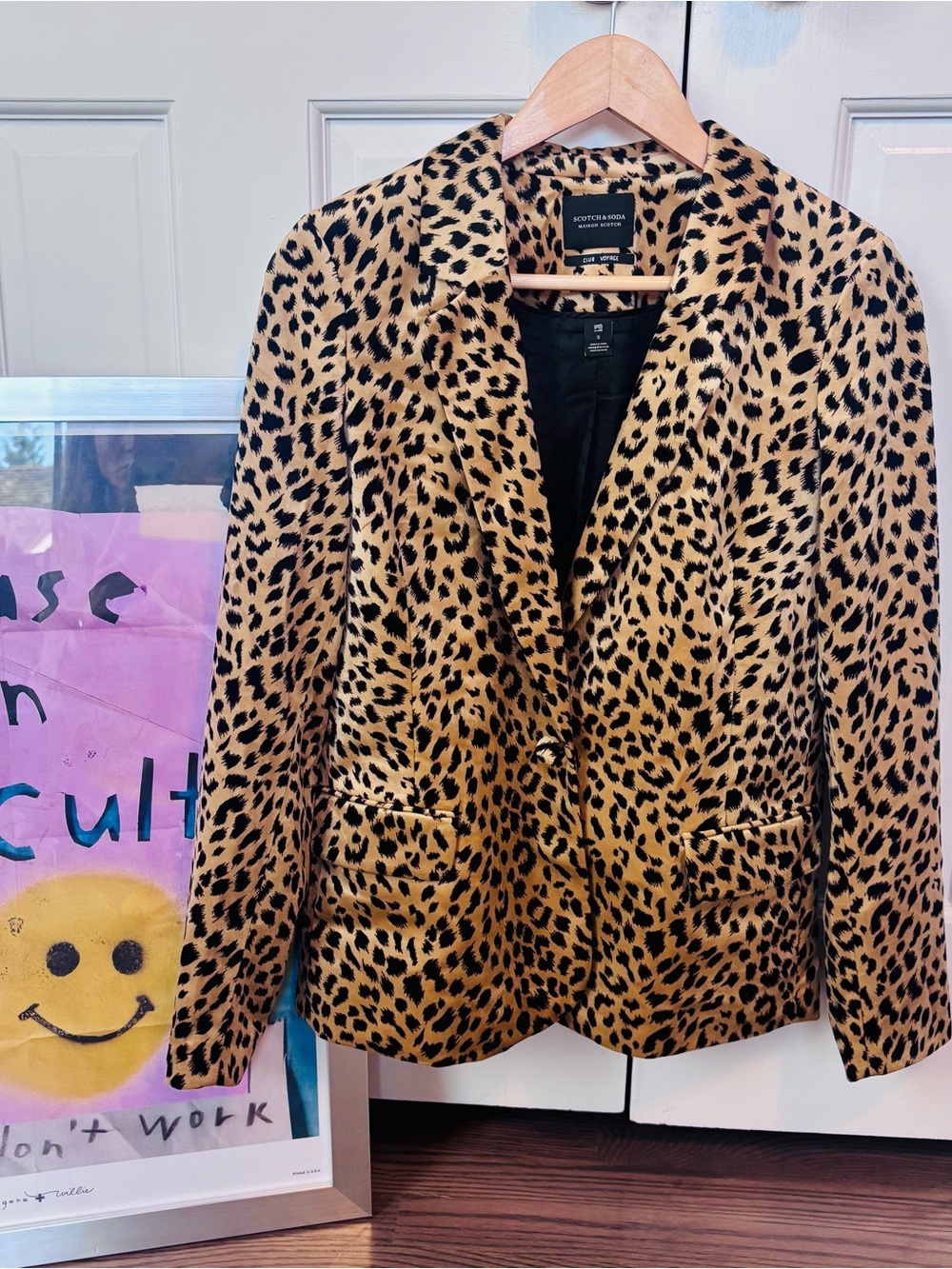 Scotch & Soda Velvet Animal Print Blazer Size Small